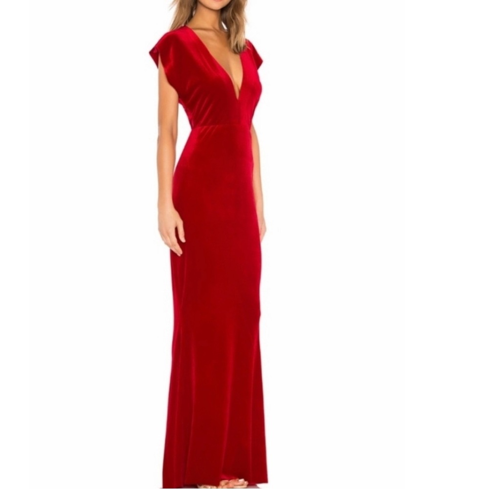 Norma Kamali V neck gown in Stretch Velvet